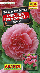 Бегония Америгибрид гофр.F1 Розовая, клубневая 5шт (драже в пробирке) Сел.PanAmerican Se /однолетник