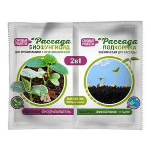 Биофунгицид+Подкормка 10гр/10мл  РАССАДА 2в1 сер.Садовые Рецепты /50шт//Пакет