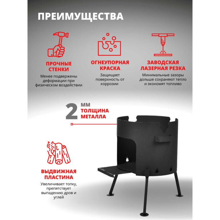 Печь под казан на 18-22 л. d-440 мм. сталь 2 мм