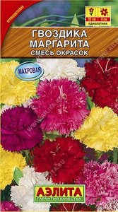 Гвоздика Маргарита Смесь Окрасок садовая 0,1г махр.крупноцвет Н30см /однолетник
