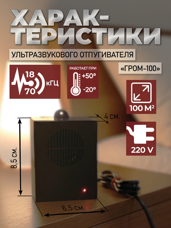 Электронный отпугиватель грызунов Гром-100